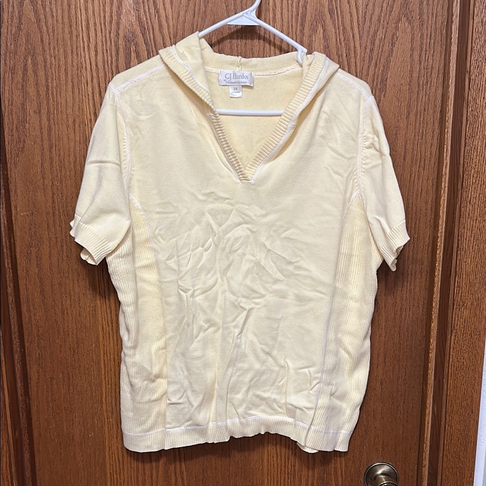 CJ Banks Yellow Short Sleeve Hoodie